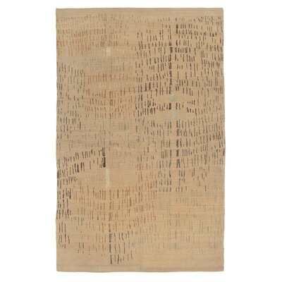 Abstract Hand Knotted Wool/Silk Brown Area Rug - Image 0