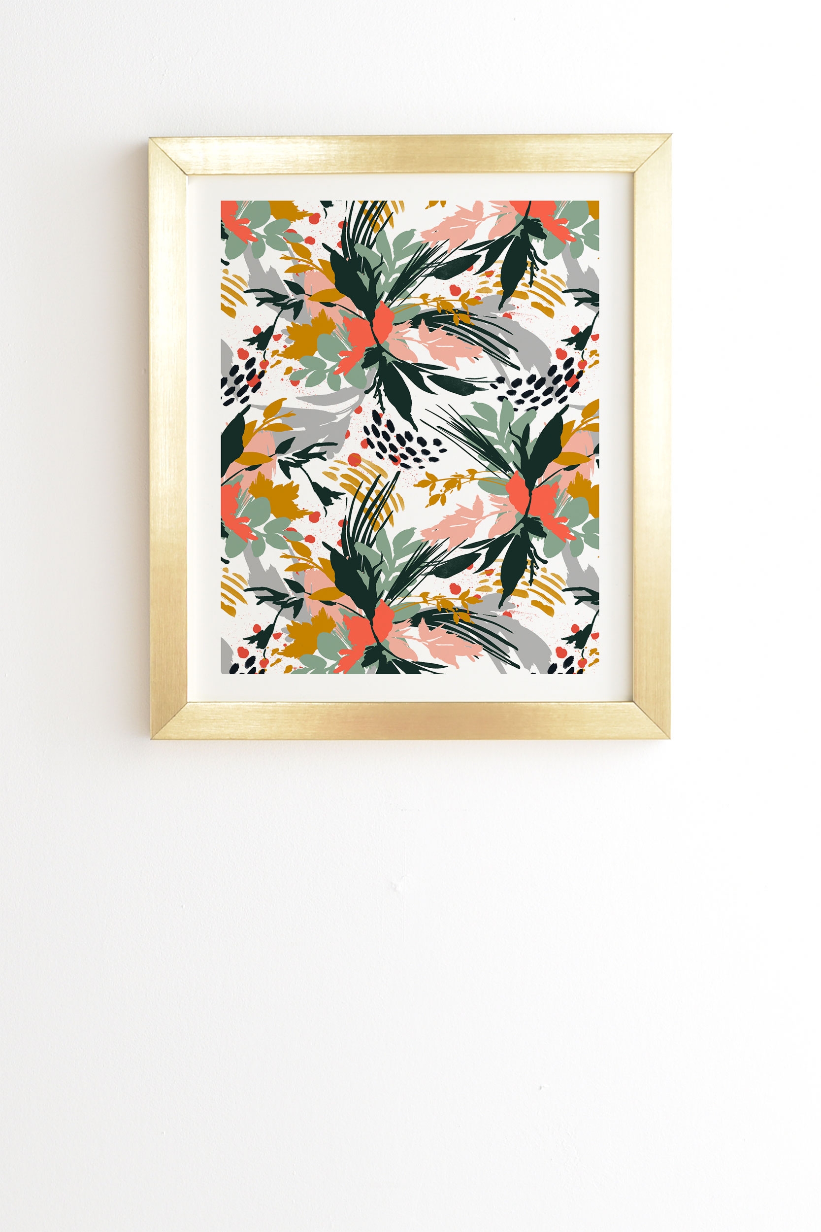 Botanical Brush Strokes I by Marta Barragan Camarasa - Framed Wall Art Basic Gold 19" x 22.4" - Image 1