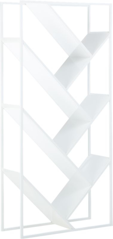 White Hi-Gloss V Bookcase-Room Divider - Image 3