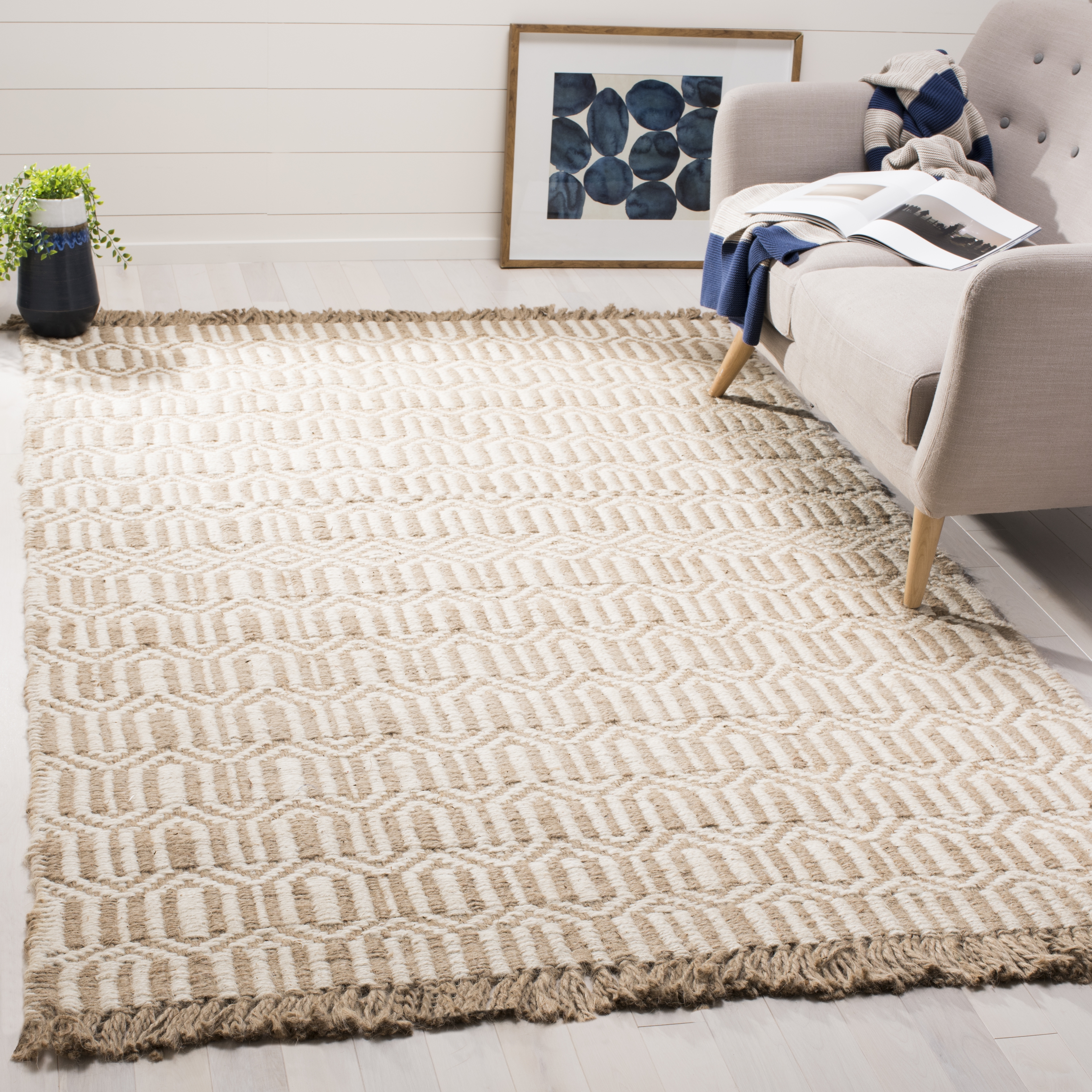 Arlo Home Hand Woven Area Rug, NF184A, Natural/Ivory,  9' X 12' - Image 1