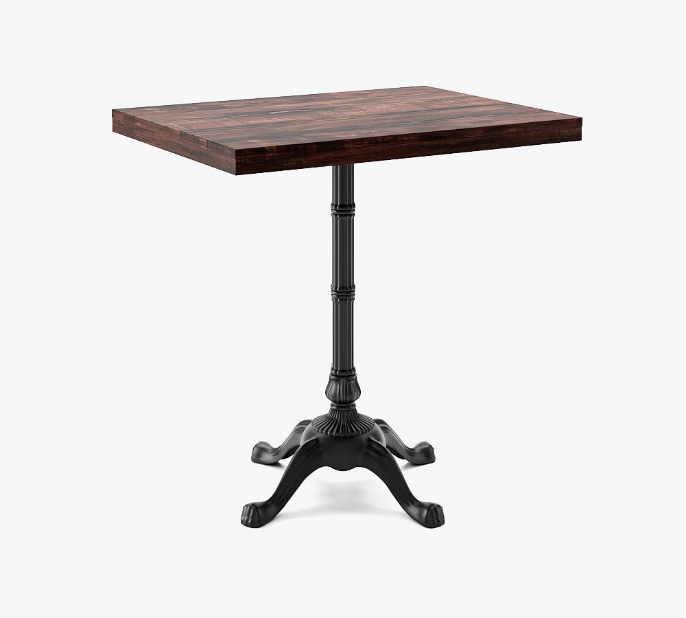 24"x32" Rectangle Pedestal Dining Table, Rustic Mahogany Wood Top, Small Bistro Base - Image 0