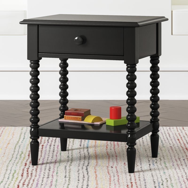 Jenny Lind Black Wood Spindle Kids Nightstand with Drawer - Image 7