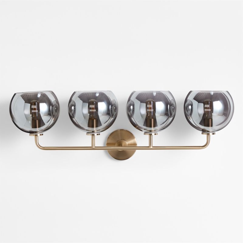 Arren Brass 4-Light Wall Sconce Light with Silver Glass Round Shade - Image 1