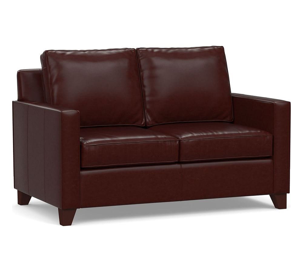 Cameron Square Arm Leather Sofa 73", Polyester Wrapped Cushions, Signature Espresso - Image 0