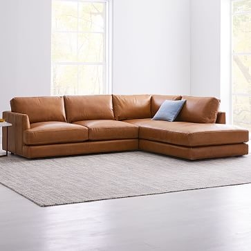 Haven Sectional Set 02: Right Arm Sofa, Left Arm Terminal Chaise, Poly, Saddle Leather, Nut - Image 1
