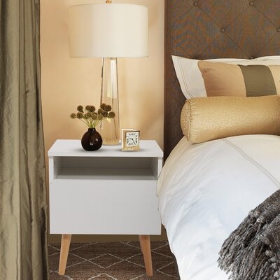 Pickard 1 - Drawer Solid Wood Nightstand in White - Image 0