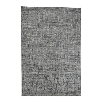One-of-a-Kind Ptolemy Hand-Knotted 2010s Modern Gray 6'2" x 9'3" Silk Area Rug - Image 0