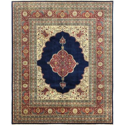 One-of-a-Kind Broncho Hand-Knotted 2000s Tabriz Beige/Red 8' x 9'10" Wool Area Rug - Image 0