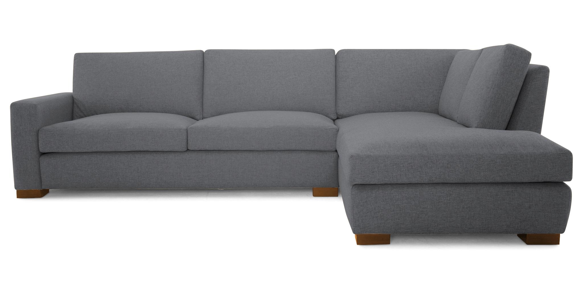 Gray Anton Mid Century Modern Sectional with Bumper - Essence Ash - Mocha - Right  - Image 0