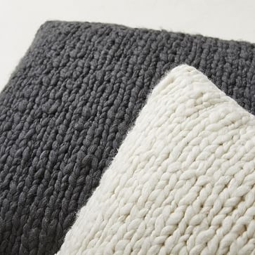 Wool Knit Pillow Cover, 20"x20", Alabaster - Image 1