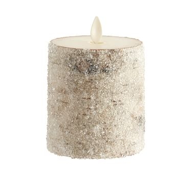 Premium Flickering Flameless Wax Pillar Candle, 3"x3" - Sugared Birch - Image 0