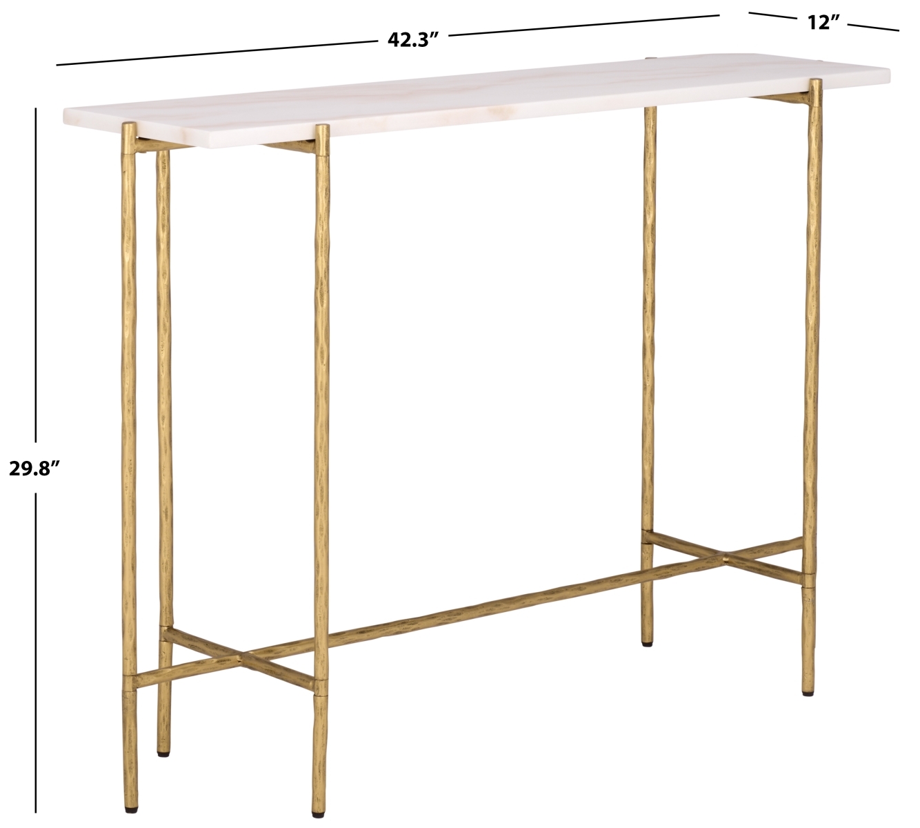 Giorgi Marble Top Console Table - Brass/White - Image 8