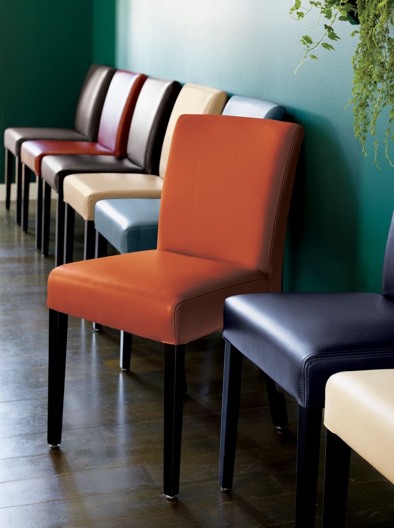 Lowe Chocolate Leather Dining Chair with Ebony Wood Legs - Image 2