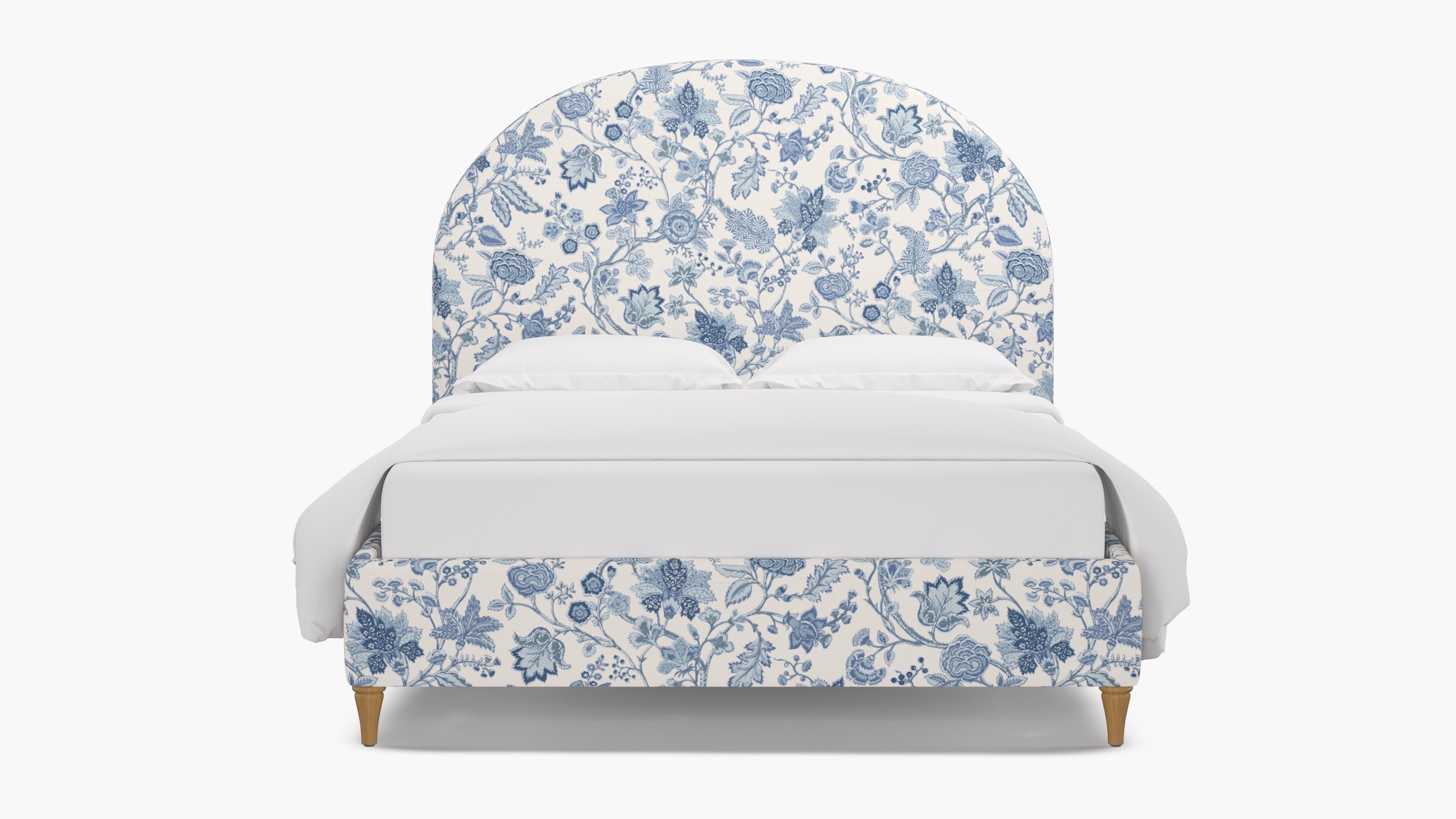 Demilune Bed, Delft La Vendee, Natural Decorative Tapered Leg, King - Image 0