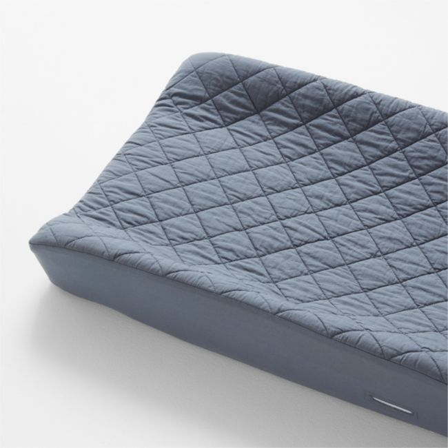 Cozy Cloud Slate Blue Washed Organic Cotton Changing Pad Cover - Image 0