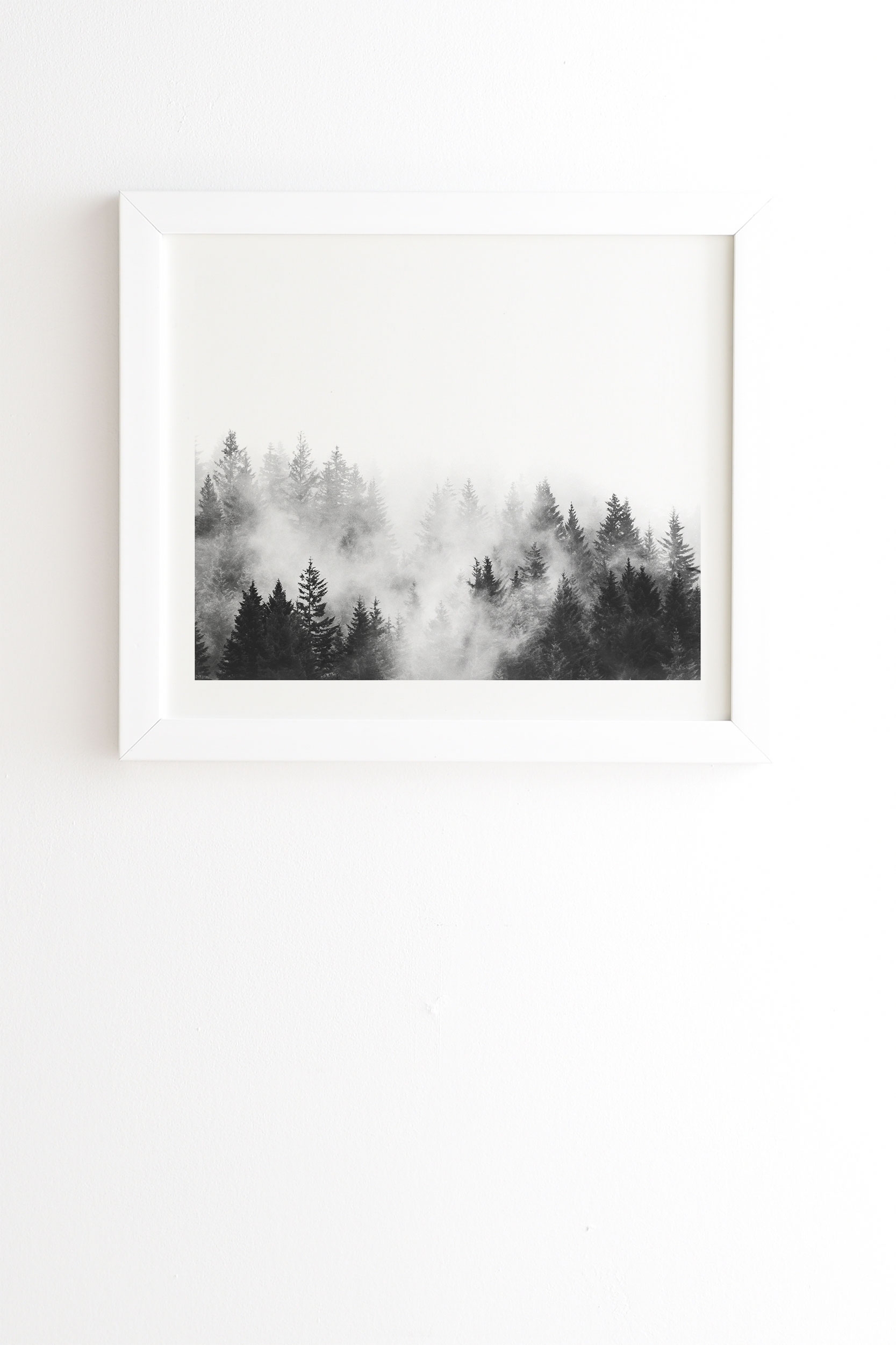 Foggy Trees Black And White by Nature Magick - Framed Wall Art Basic White 30" x 30" - Image 0