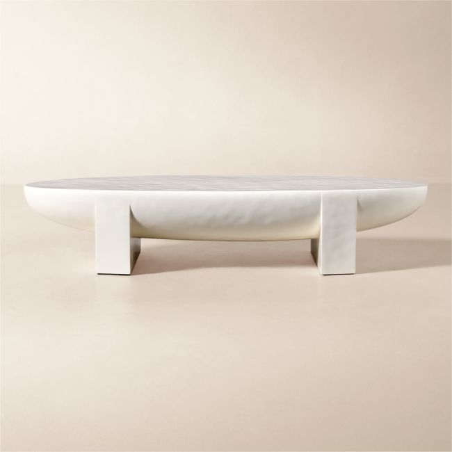 Estelle 66" Oval White Resin Coffee Table - Image 0