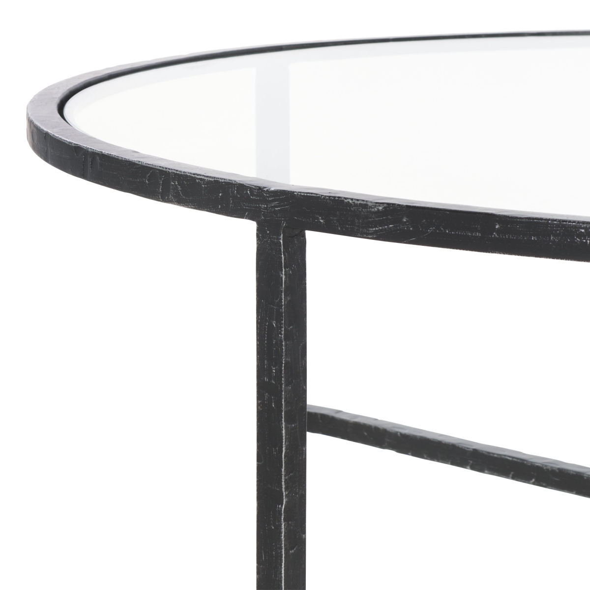 Tauri Metal Round Coffee Table - Black/Clear - Image 2
