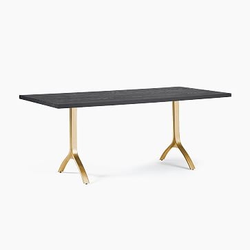 Avery 74" Wishbone Dining Table, Cool Walnut, Antique Brass - Image 4
