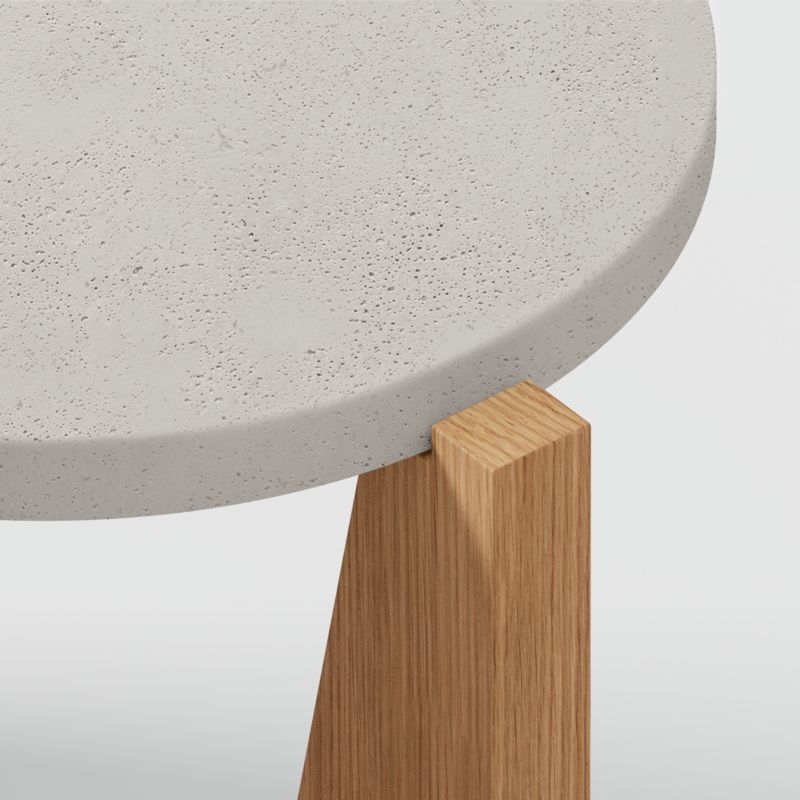 Miro Concrete Round End Table with Natural White Oak Wood Base - Image 2