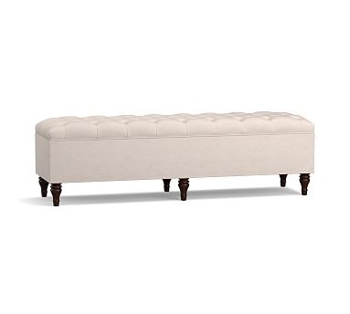 Lorraine Upholstered Tufted King Storage Bench, Chenille Basketweave Charcoal - Image 0
