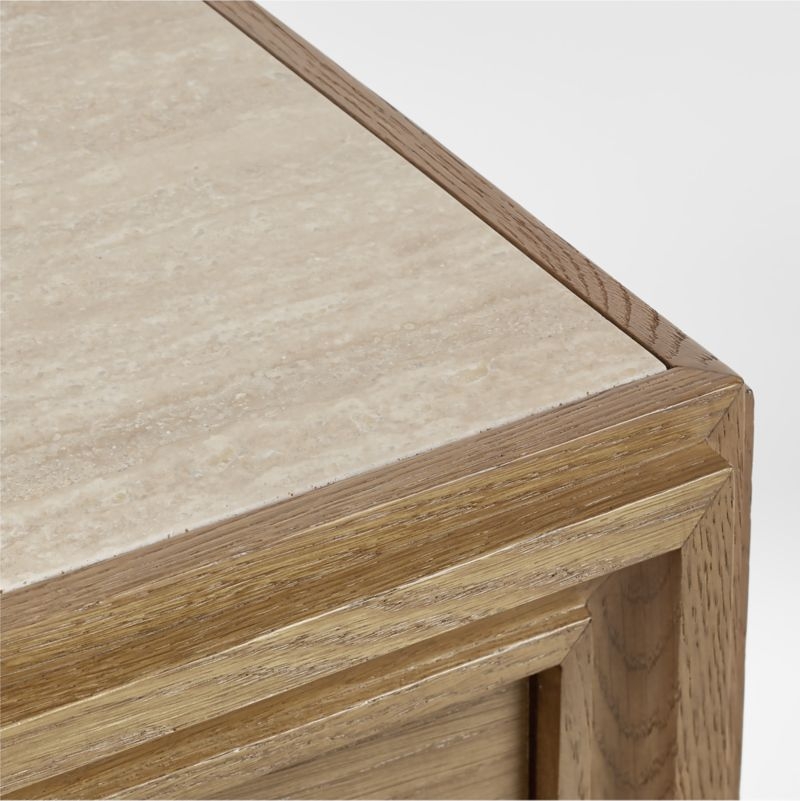 Caldwell 24" Travertine and Brown Oak Wood Nightstand by Jake Arnold - Image 5