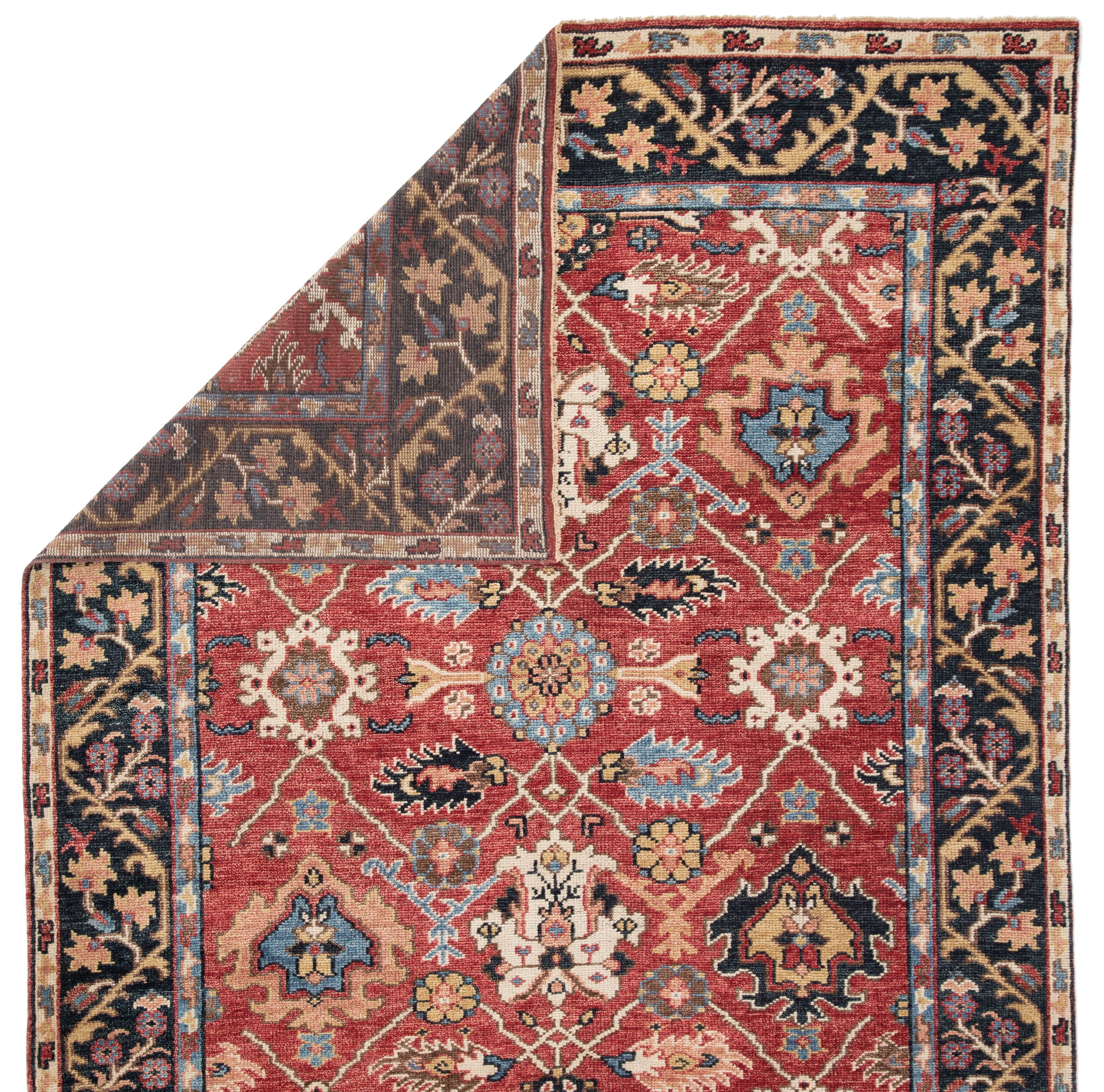 Aika Hand-Knotted Medallion Red/ Multicolor Area Rug (6'X9') - Image 2