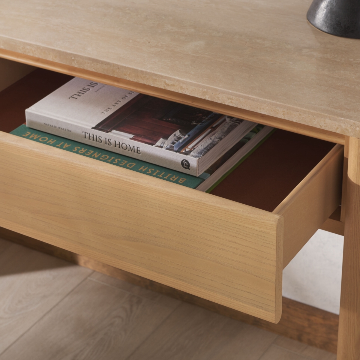 Bellarose Traver Console Table - Natural/Travertine - Image 2