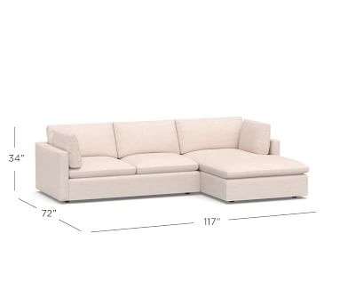 Bolinas Upholstered Right Arm Sofa with Chaise Sectional, Down Blend Wrapped Cushions, Performance Heathered Basketweave Dove - Image 5