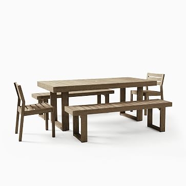 Portside Outdoor Dining Bench, 66", Driftwood - Image 3
