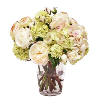 Bouquet Hydrangea and Rose Flowring Plant in Decorative Vase - Image 0