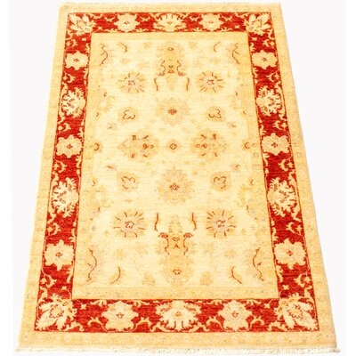 One-of-a-Kind Hagensee Hand-Knotted New Age 3'3" x 4'11" Wool Area Rug in Red/Cream - Image 0