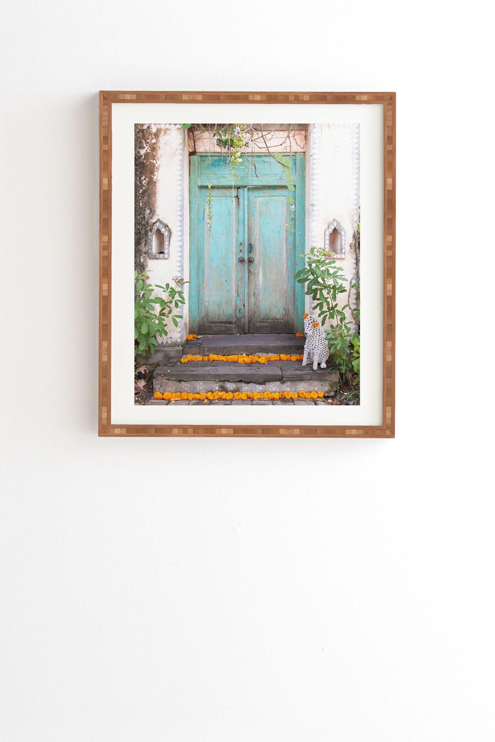 Turquoise Door by TRVLR Designs - Framed Wall Art Bamboo 19" x 22.4" - Image 0