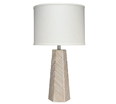 Wells Table Lamp, Cream and Off White Linen - Image 0