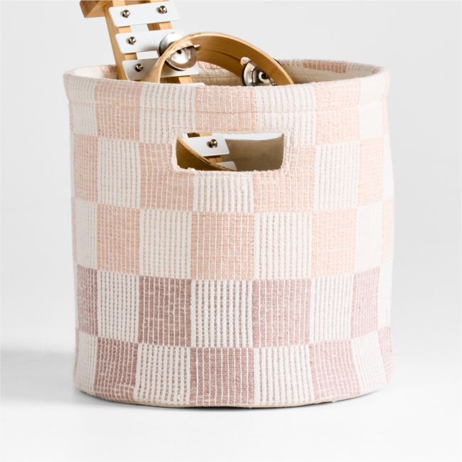 Hopscotch Elegant Pink and Classic Mauve Checkerboard Shelf Storage Bin - Image 0