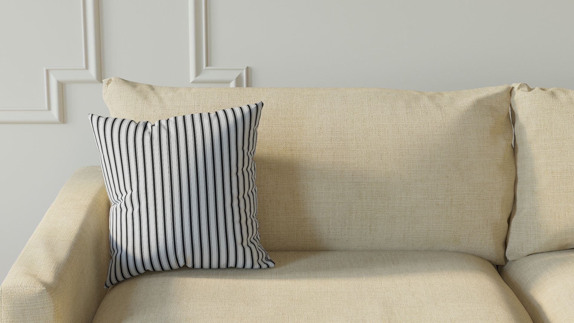 Throw Pillow 16", Black Classic Ticking Stripe, 16" x 16" - Image 2