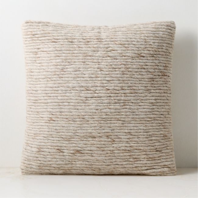 Twist Natural Wool Throw Pillow Cover 20"x20" by Kravitz Design - Image 0