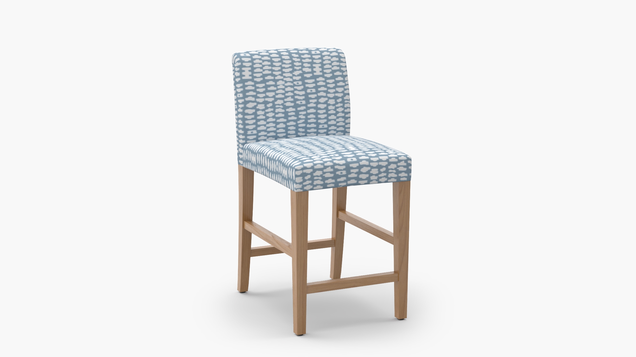 Signature Dining Counter Stool, Dusty Blue Odalisque, Natural Square Tapered Leg - Image 1