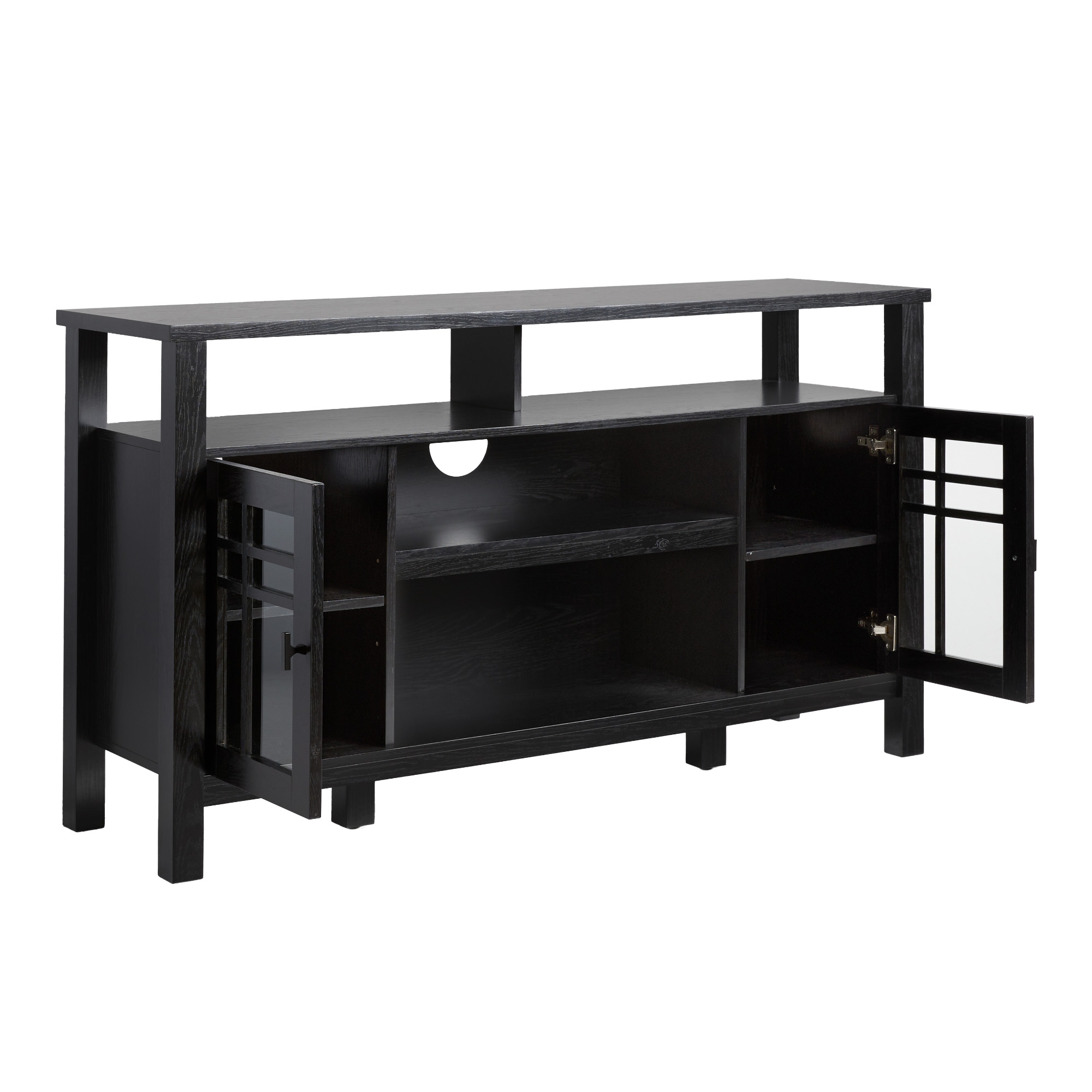 Transitional 58" 2-Door Sideboard with Windowpane Design, Black - Image 5