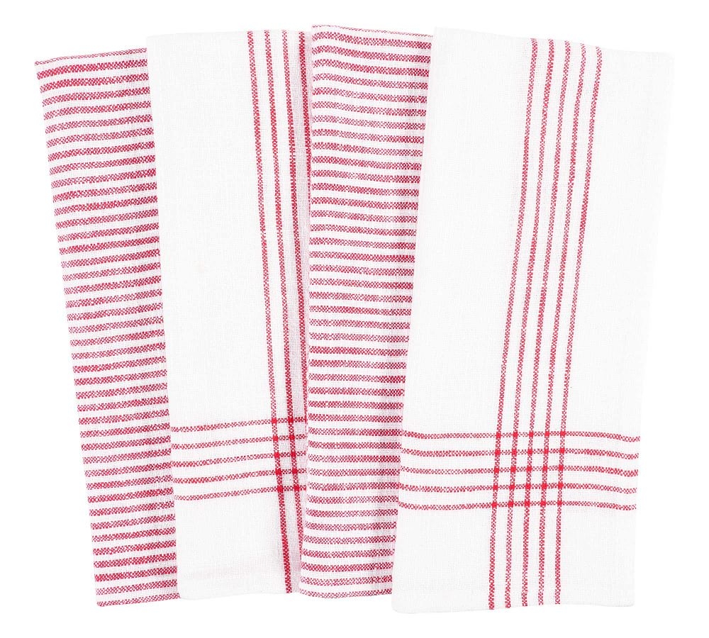 Monaco Washed Cotton Dish Towels, Set of 4 - Red - Image 0