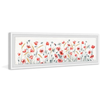 'Red Flowers' - Picture Frame Panoramic Painting on Paper - Image 0