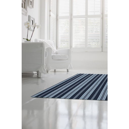 Farmhouse Stripes Blue Indoor 2' x 3' Handmade Rug - Image 0