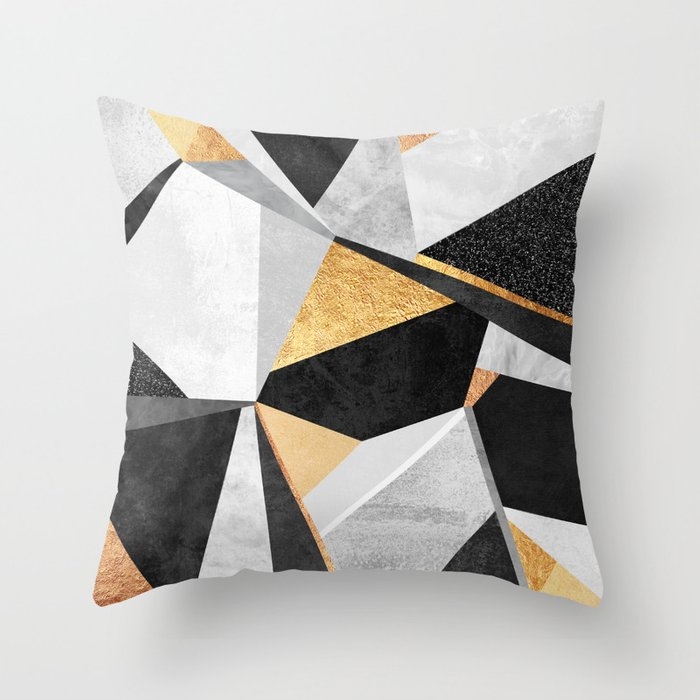 Geometry / Gold Throw Pillow by Elisabeth Fredriksson - Cover (24" x 24") With Pillow Insert - Indoor Pillow - Image 0