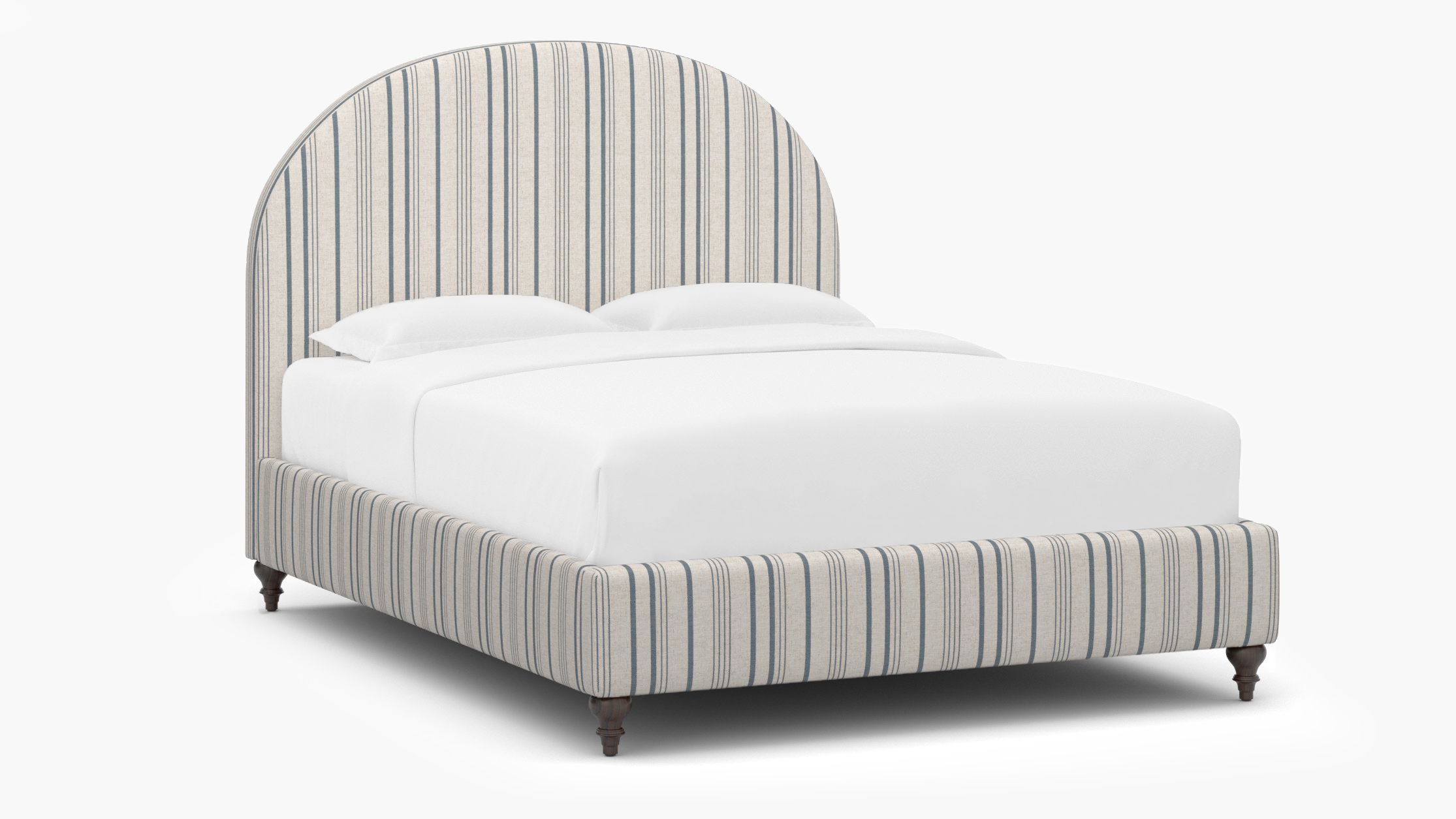 Demilune Bed, Blue Market Stripe, Espresso Traditional Turned Leg, King - Image 1