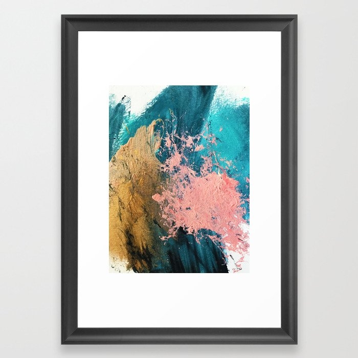 Coral Reef [1]: Colorful Abstract In Blue, Teal, Gold, And Pink Framed Art Print by Alyssa Hamilton Art - Scoop Black - Small 13" x 19"-15x21 - Image 0