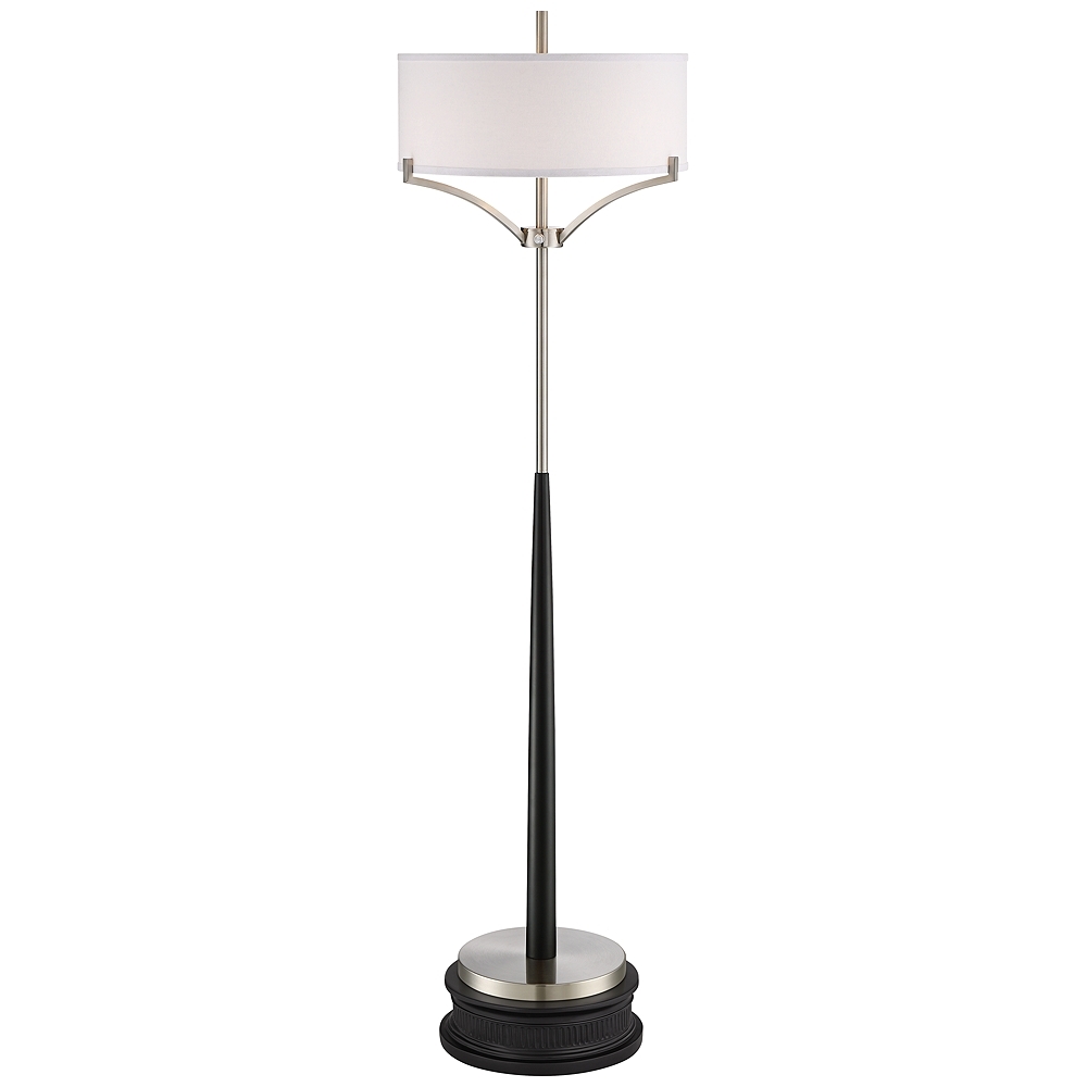 360 Lighting Avery Black and Brushed Nickel 2-Light Floor Lamp with Riser - Image 0