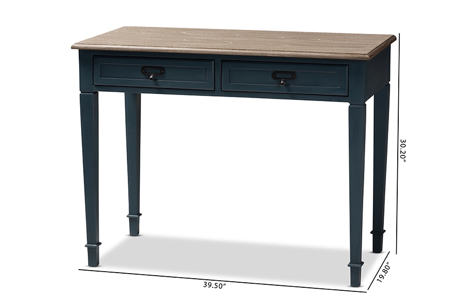 Dauphine French Provincial Spruce Blue Accent Writing Desk - Image 9