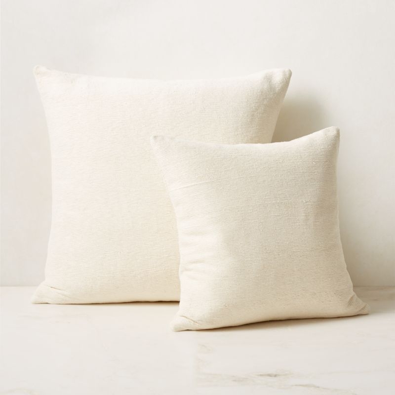 Seca Ivory Silk Throw Pillow with Down-Alternative Insert 20'' - Image 3