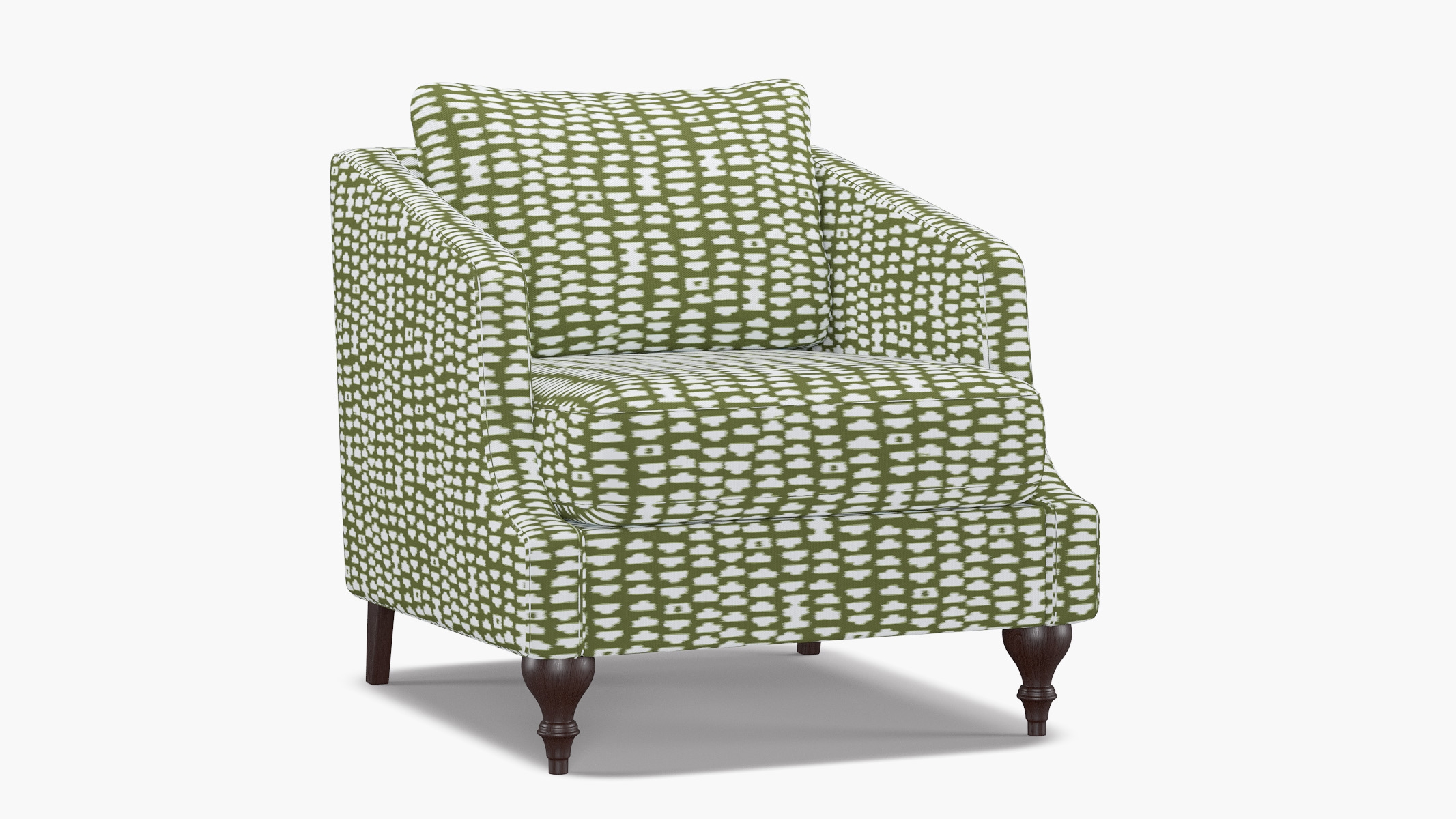 Slope Arm Chair, Olive Odalisque, Espresso Turned Wood Leg - Image 1