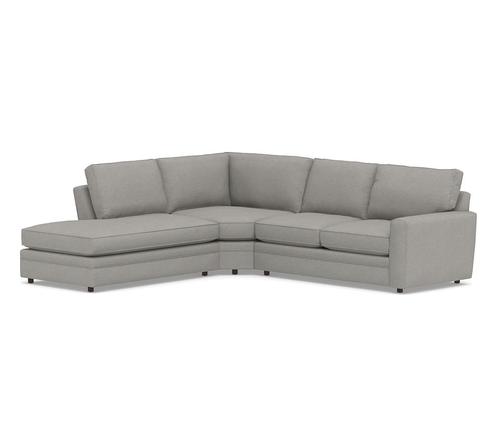 Pearce Square Arm Upholstered Right 3-Piece Bumper Wedge Sectional, Down Blend Wrapped Cushions, Performance Heathered Basketweave Platinum - Image 0